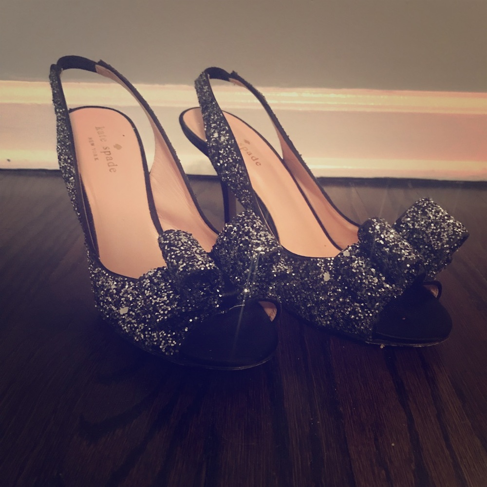 Black sparkly kate spade heels